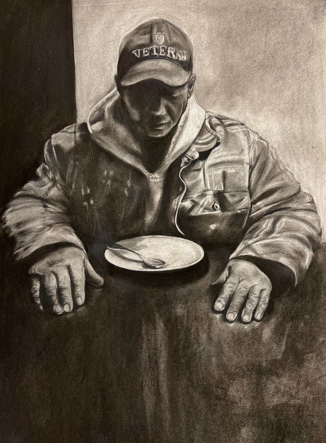 Overconsumption (#3, 2023) - Charcoal, Charcoal Pastel, Graphite, White Pencil