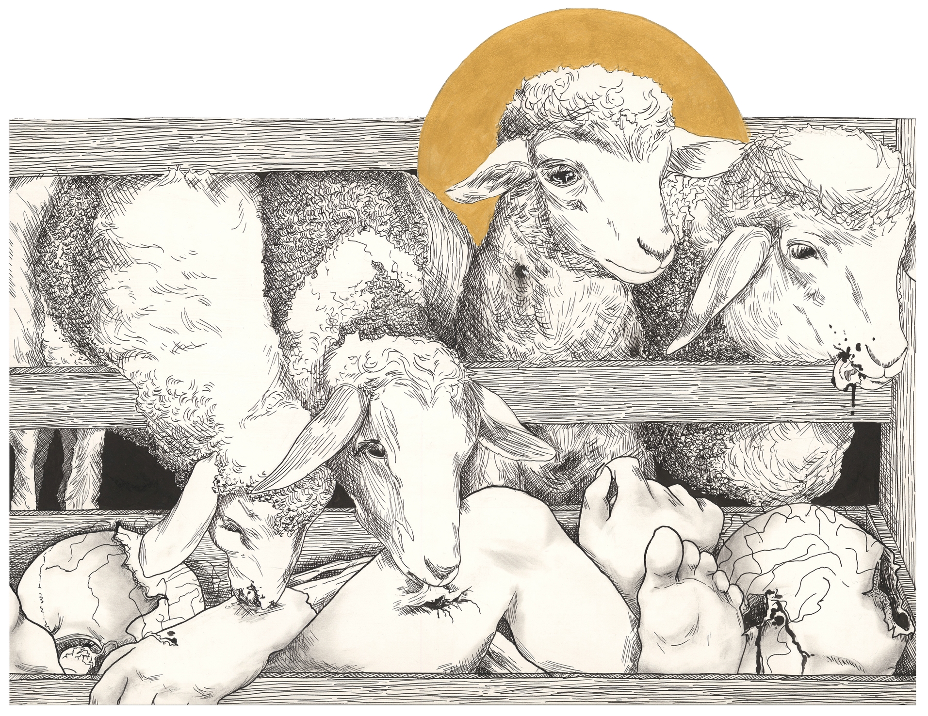 Gluttonous Feast (2023) - Dip Pen &amp; Gouache